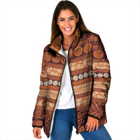 Fiji Marau na Kerisimasi Padded Jacket Gold Tapa Masi Inspired Christmas LT9 Women Gold - Polynesian Pride