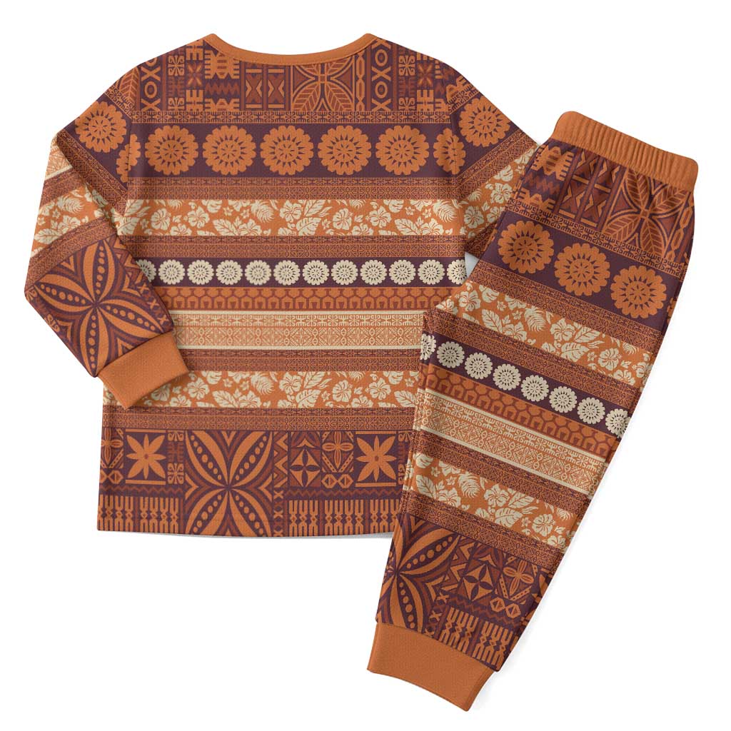 Fiji Marau na Kerisimasi Christmas Pajama Set Gold Tapa Masi Inspired Christmas LT9 - Polynesian Pride