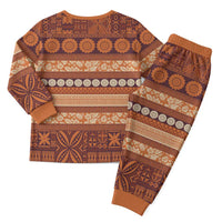 Fiji Marau na Kerisimasi Christmas Pajama Set Gold Tapa Masi Inspired Christmas LT9 - Polynesian Pride