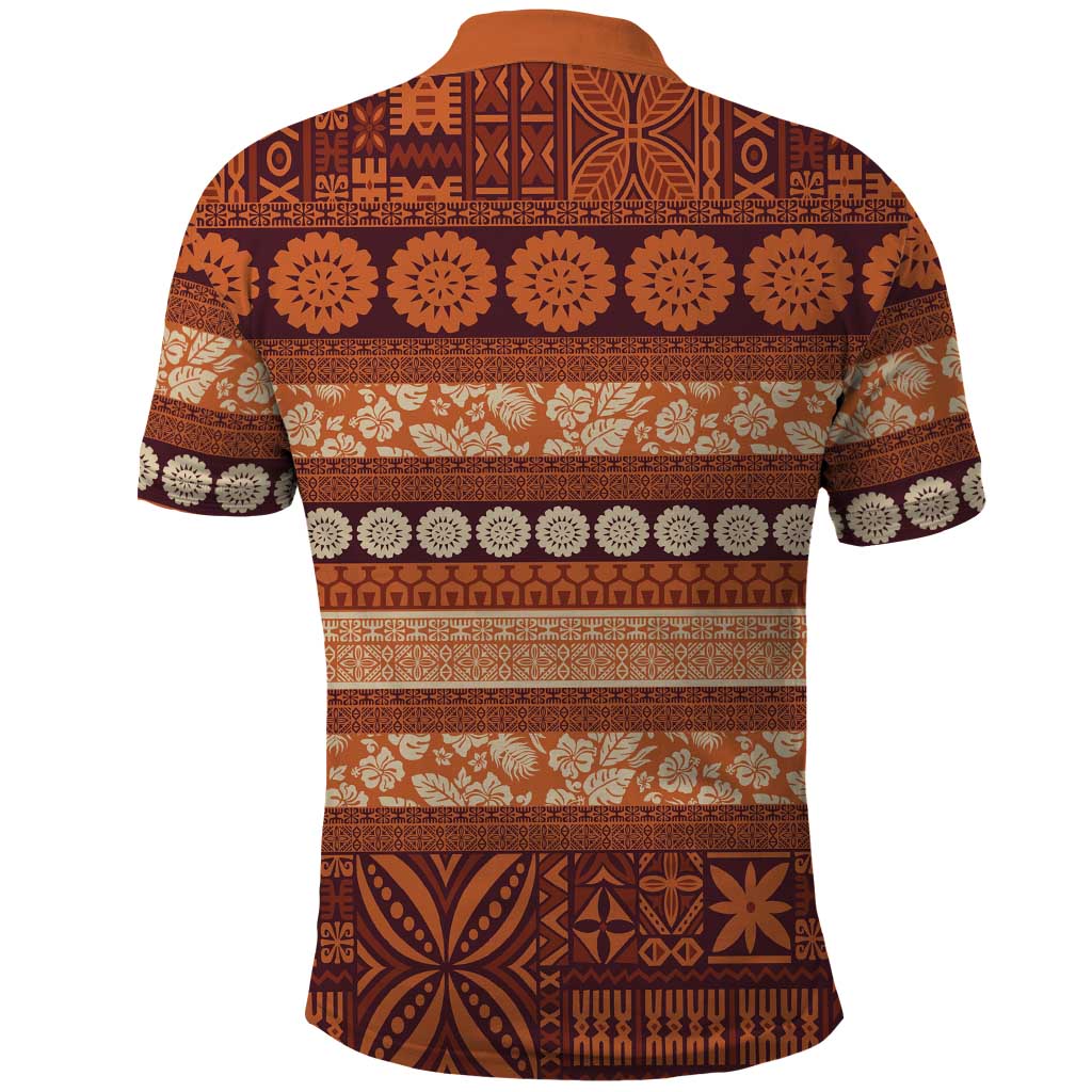 Fiji Marau na Kerisimasi Polo Shirt Gold Tapa Masi Inspired Christmas LT9 - Polynesian Pride