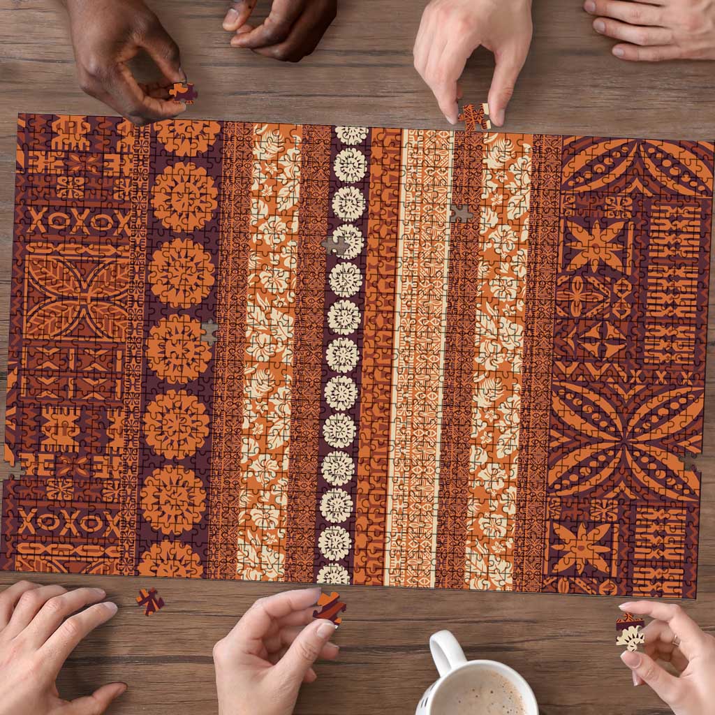 Fiji Marau na Kerisimasi Puzzle Gold Tapa Masi Inspired Christmas LT9 - Polynesian Pride