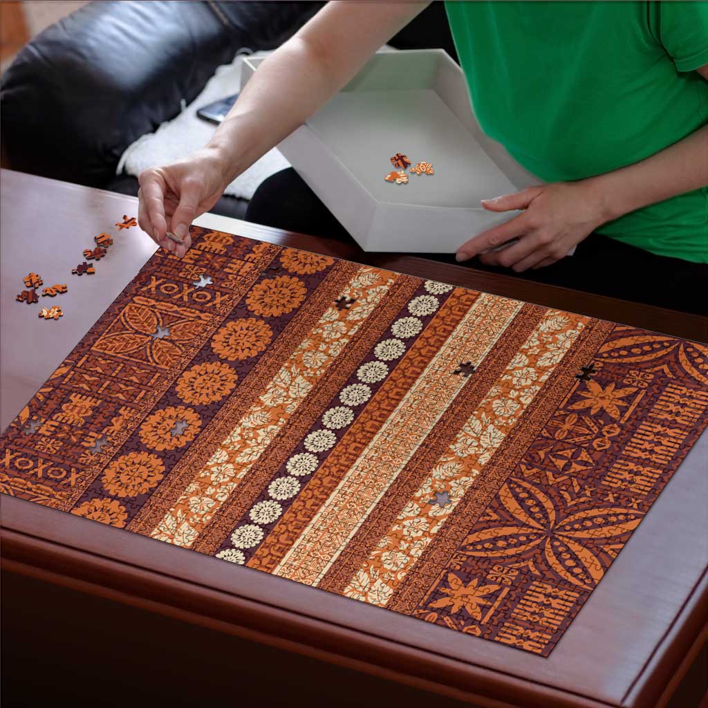 Fiji Marau na Kerisimasi Puzzle Gold Tapa Masi Inspired Christmas LT9 - Polynesian Pride