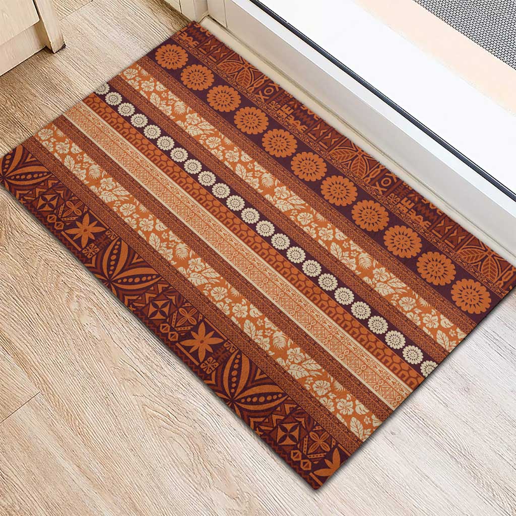 Fiji Marau na Kerisimasi Rubber Doormat Gold Tapa Masi Inspired Christmas LT9 - Polynesian Pride
