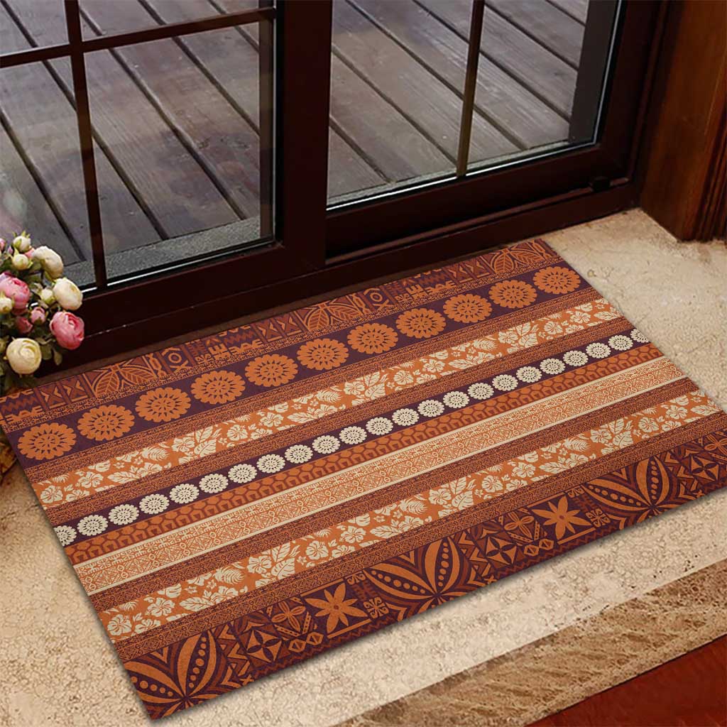 Fiji Marau na Kerisimasi Rubber Doormat Gold Tapa Masi Inspired Christmas LT9 - Polynesian Pride