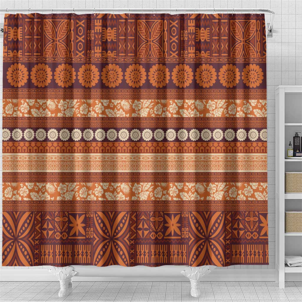 Fiji Marau na Kerisimasi Shower Curtain Gold Tapa Masi Inspired Christmas - Polynesian Pride