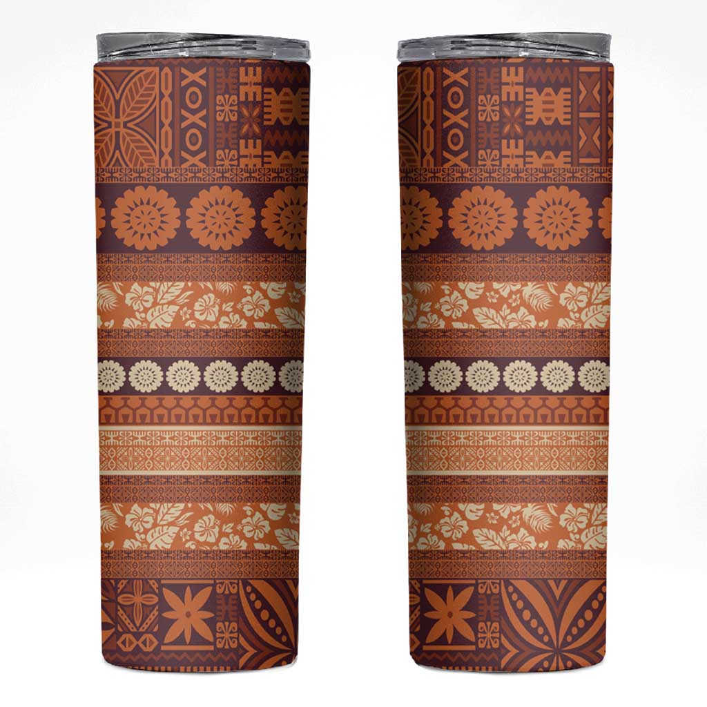 Fiji Marau na Kerisimasi Skinny Tumbler Gold Tapa Masi Inspired Christmas - Polynesian Pride