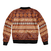 Fiji Marau na Kerisimasi Sleeve Zip Bomber Jacket Gold Tapa Masi Inspired Christmas LT9 - Polynesian Pride