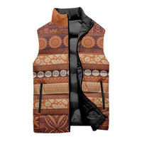 Fiji Marau na Kerisimasi Sleeveless Puffer Jacket Gold Tapa Masi Inspired Christmas LT9 - Polynesian Pride