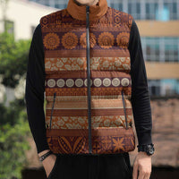 Fiji Marau na Kerisimasi Sleeveless Puffer Jacket Gold Tapa Masi Inspired Christmas LT9 - Polynesian Pride