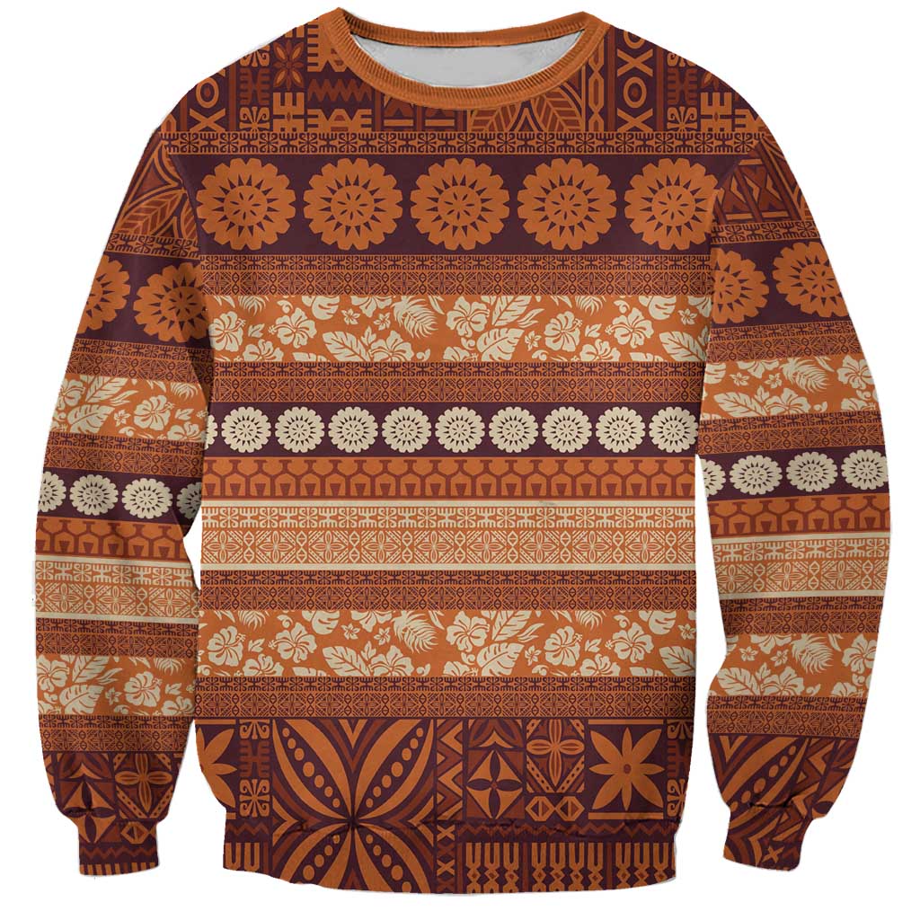 Fiji Marau na Kerisimasi Sweatshirt Gold Tapa Masi Inspired Christmas LT9 Unisex Gold - Polynesian Pride