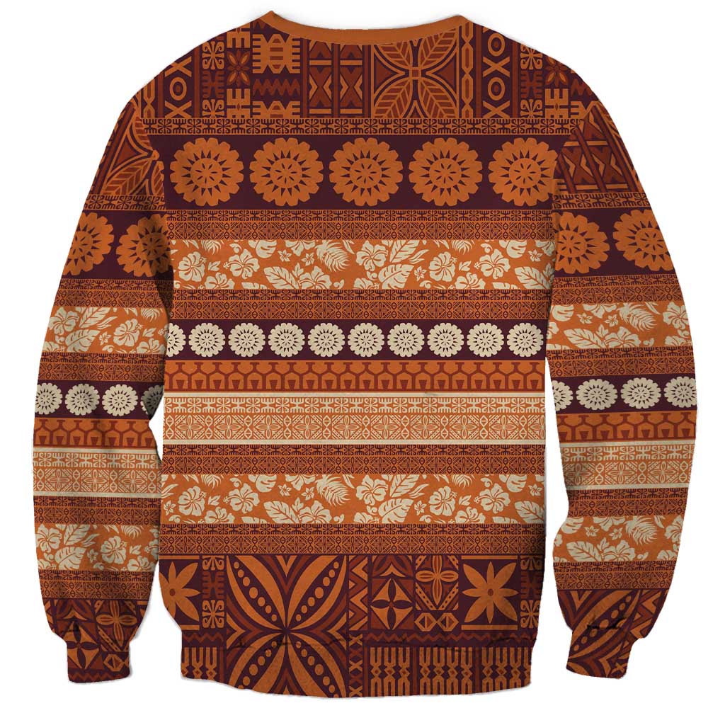 Fiji Marau na Kerisimasi Sweatshirt Gold Tapa Masi Inspired Christmas LT9 - Polynesian Pride