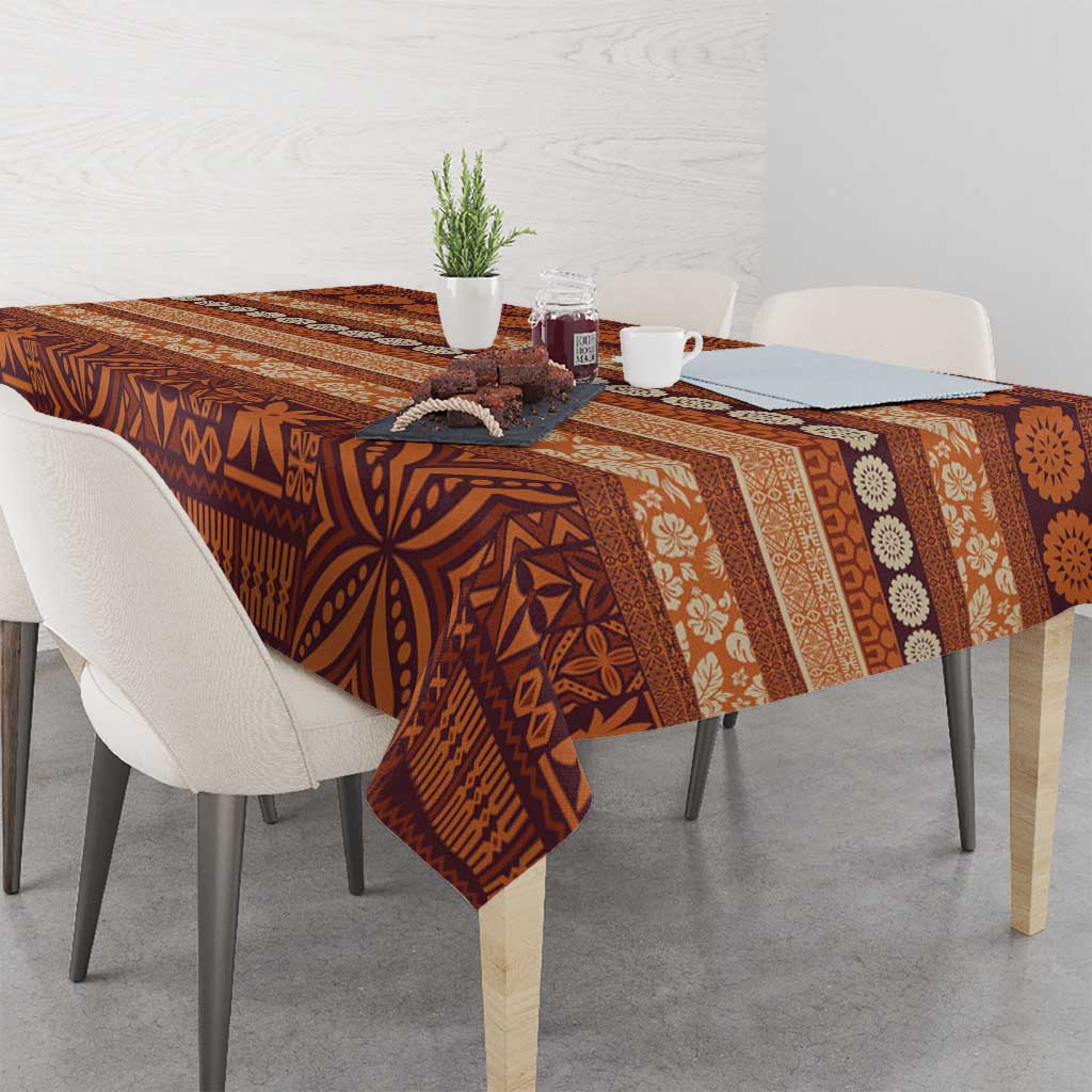 Fiji Marau na Kerisimasi Tablecloth Gold Tapa Masi Inspired Christmas LT9 - Polynesian Pride