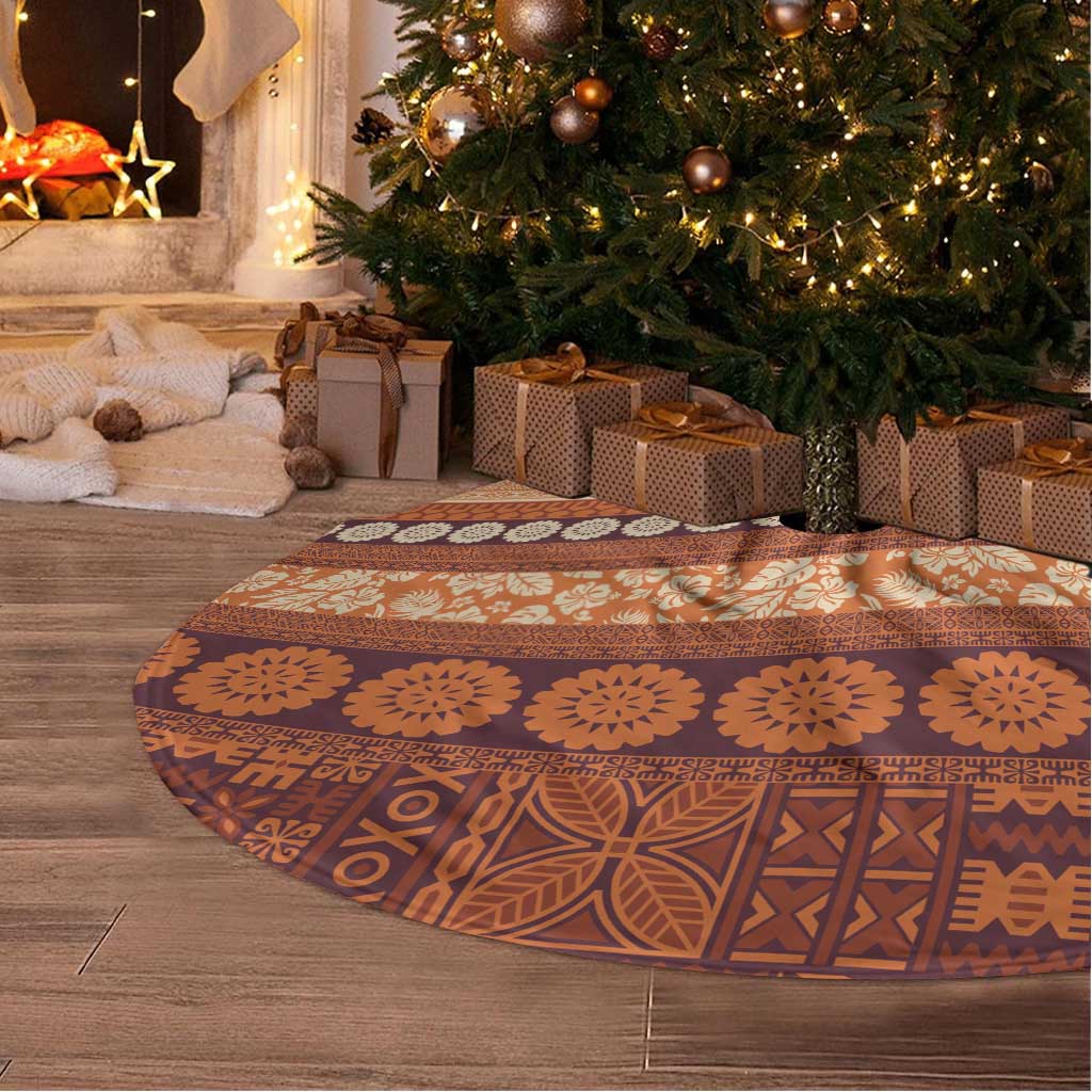 Fiji Marau na Kerisimasi Tree Skirt Gold Tapa Masi Inspired Christmas LT9 - Polynesian Pride