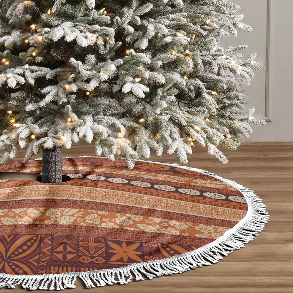 Fiji Marau na Kerisimasi Tree Skirt Gold Tapa Masi Inspired Christmas LT9 - Polynesian Pride