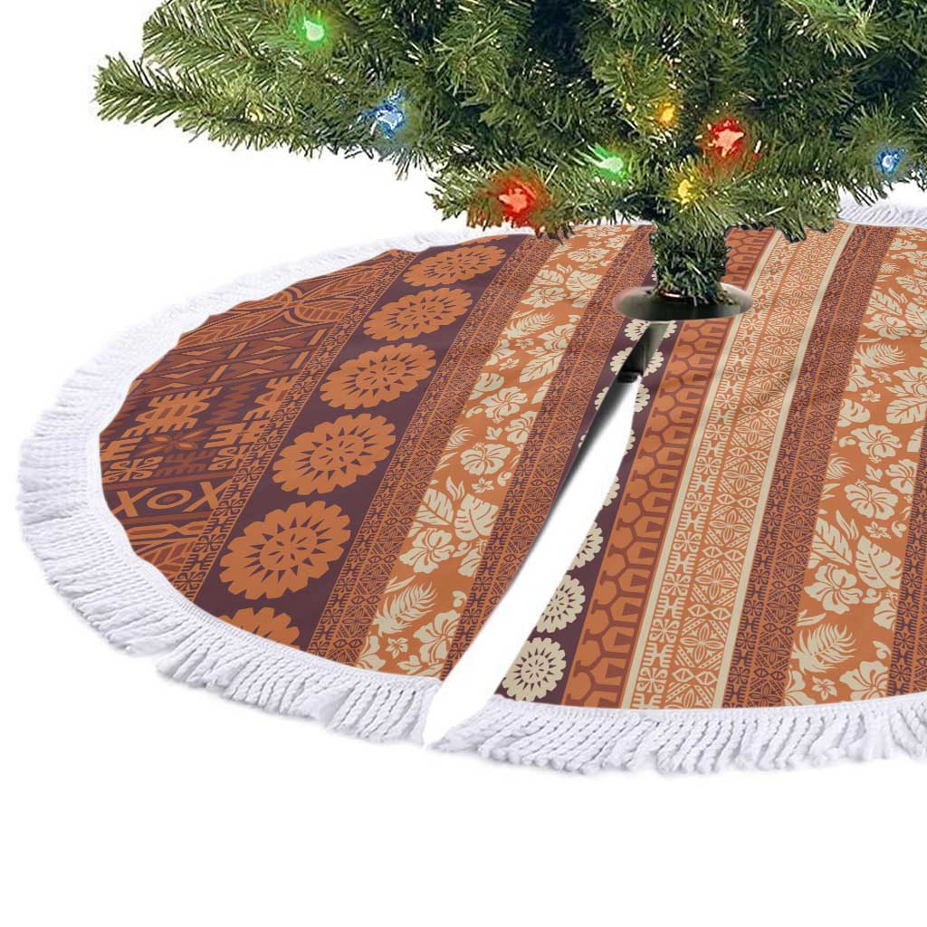 Fiji Marau na Kerisimasi Tree Skirt Gold Tapa Masi Inspired Christmas LT9 - Polynesian Pride