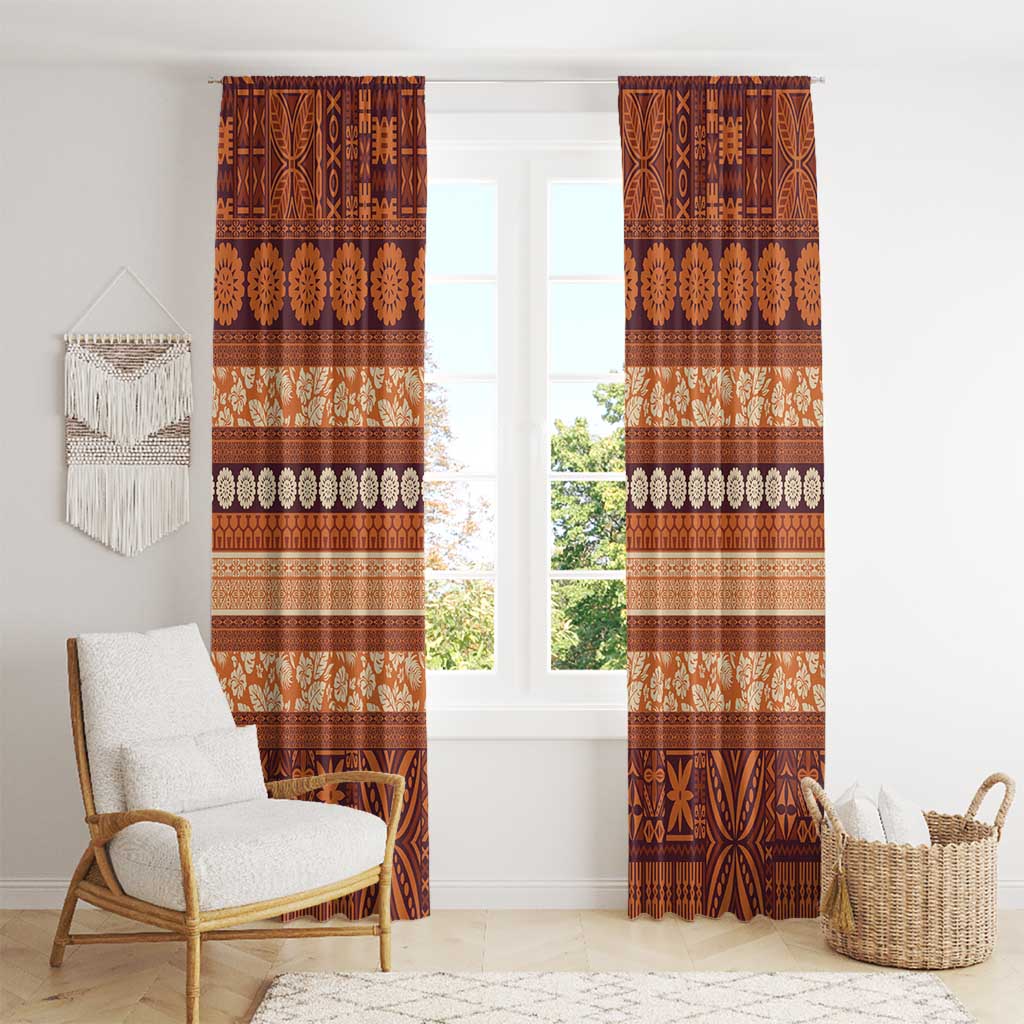 Fiji Marau na Kerisimasi Window Curtain Gold Tapa Masi Inspired Christmas - Polynesian Pride