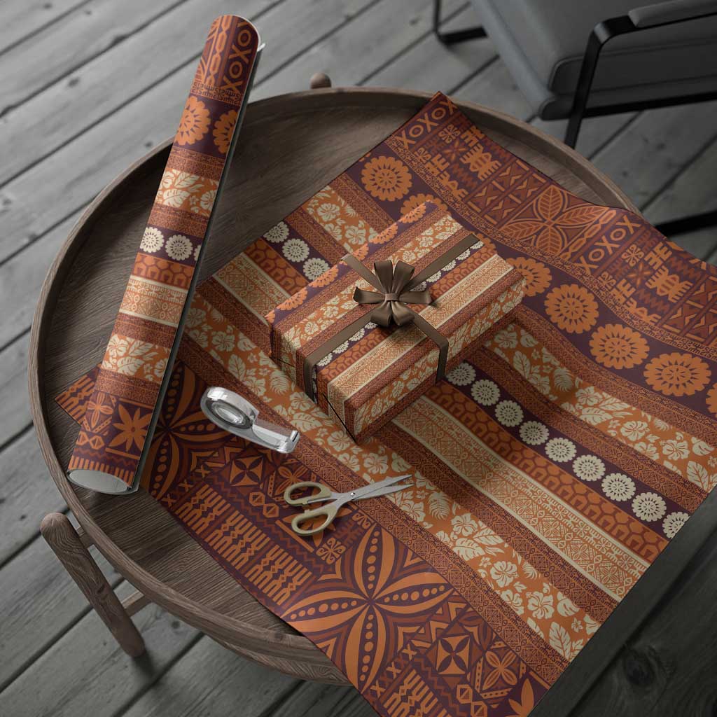Fiji Marau na Kerisimasi Wrapping Paper Gold Tapa Masi Inspired Christmas LT9 - Polynesian Pride