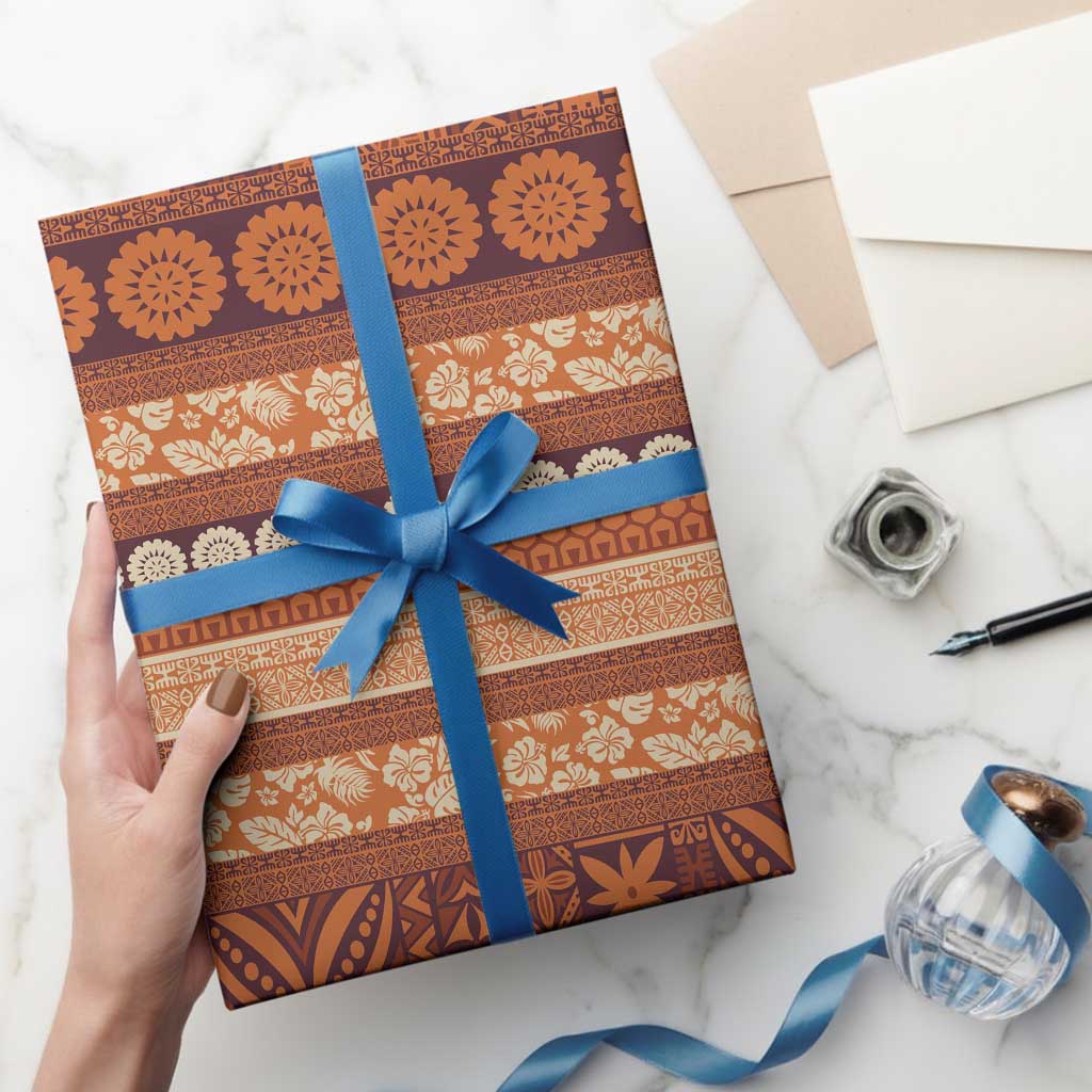 Fiji Marau na Kerisimasi Wrapping Paper Gold Tapa Masi Inspired Christmas LT9 - Polynesian Pride