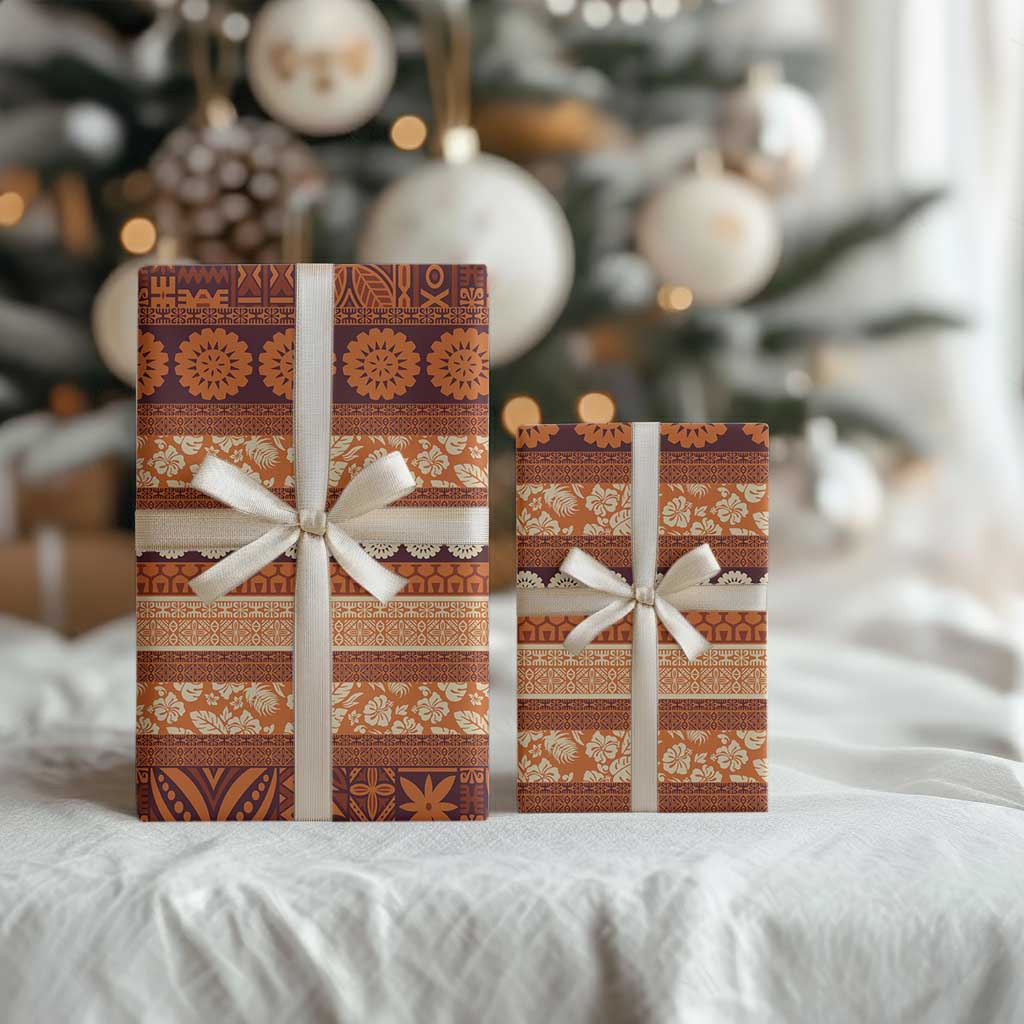 Fiji Marau na Kerisimasi Wrapping Paper Gold Tapa Masi Inspired Christmas LT9 - Polynesian Pride