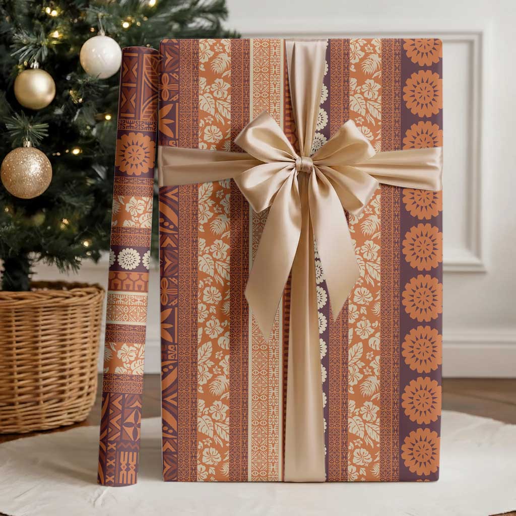 Fiji Marau na Kerisimasi Wrapping Paper Gold Tapa Masi Inspired Christmas LT9 - Polynesian Pride