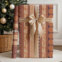 Fiji Marau na Kerisimasi Wrapping Paper Gold Tapa Masi Inspired Christmas LT9 - Polynesian Pride