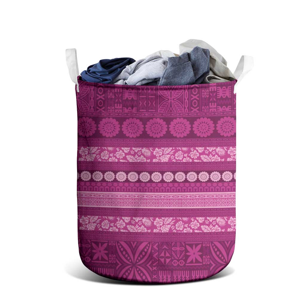 Fiji Marau na Kerisimasi Laundry Basket Pink Tapa Masi Inspired Christmas LT9 - Polynesian Pride