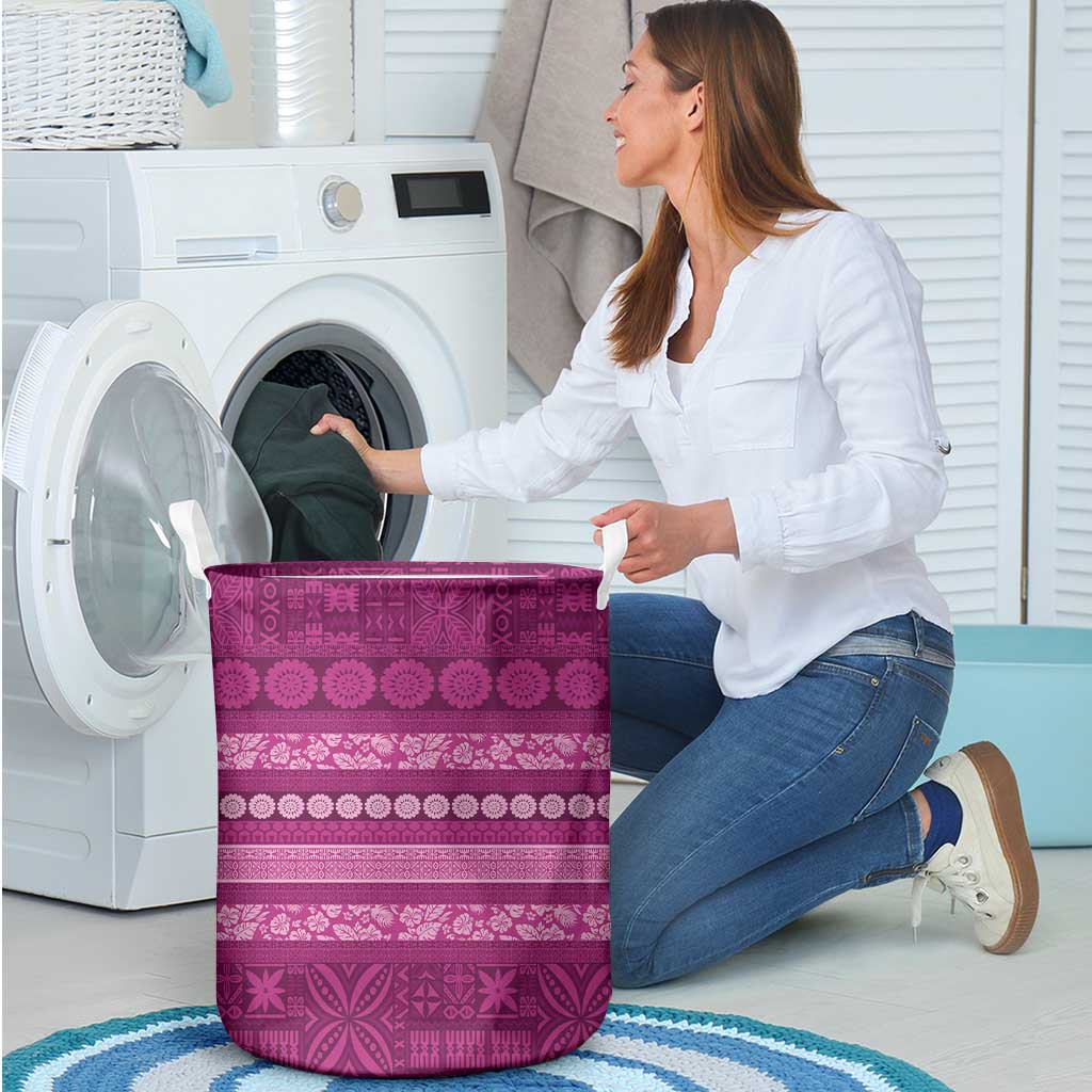 Fiji Marau na Kerisimasi Laundry Basket Pink Tapa Masi Inspired Christmas LT9 - Polynesian Pride
