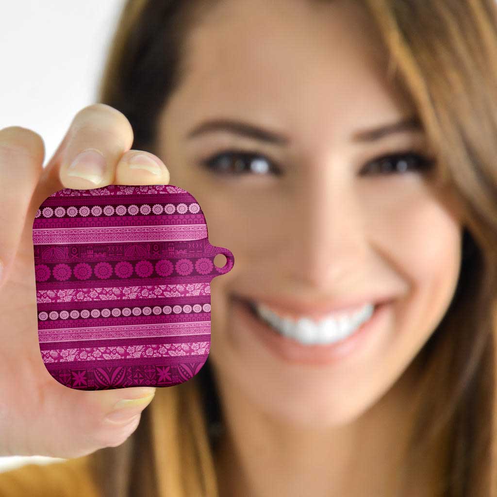 Fiji Marau na Kerisimasi AirPods Case Pink Tapa Masi Inspired Christmas - Polynesian Pride