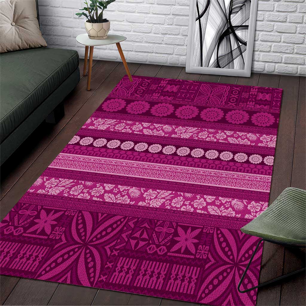 Fiji Marau na Kerisimasi Area Rug Pink Tapa Masi Inspired Christmas - Polynesian Pride