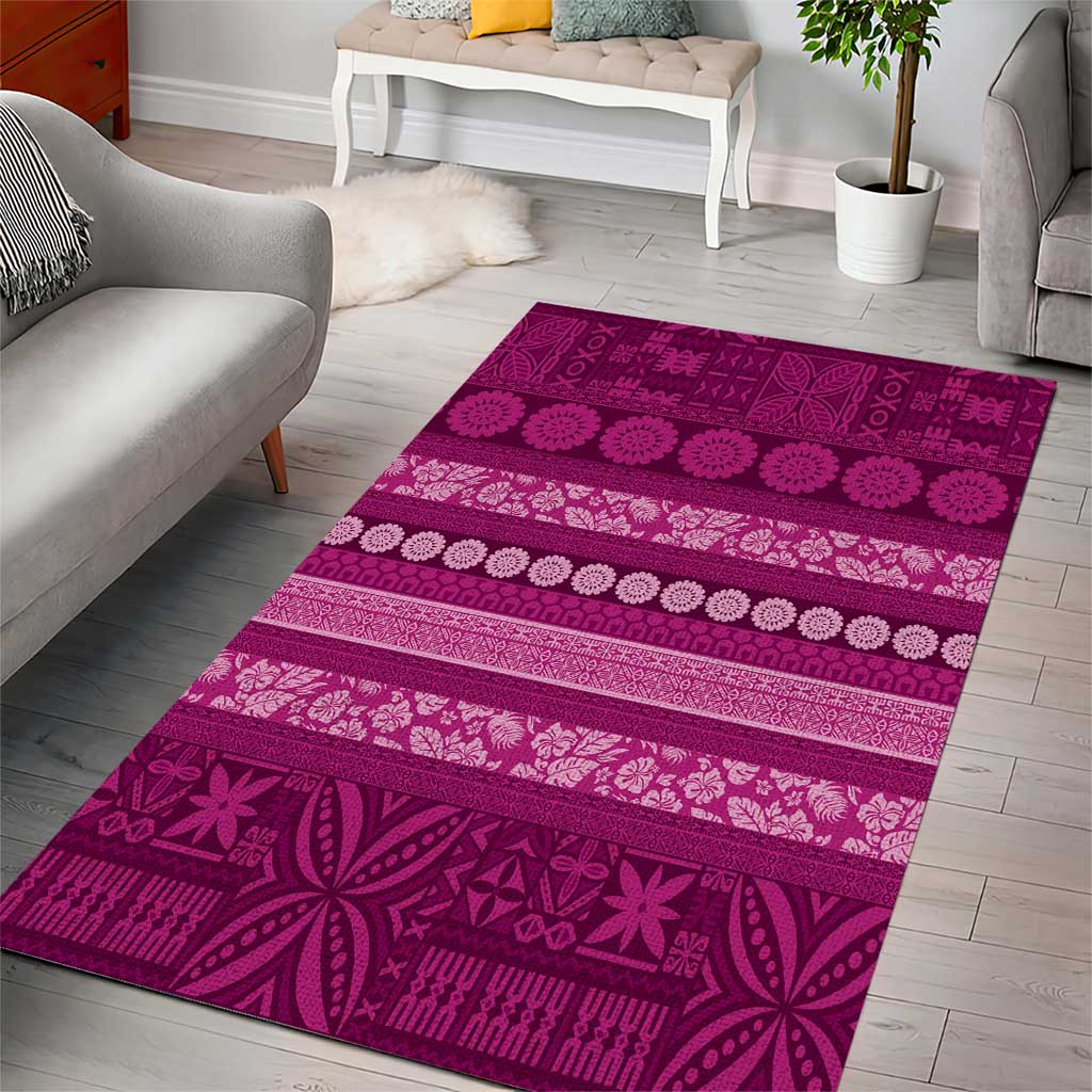Fiji Marau na Kerisimasi Area Rug Pink Tapa Masi Inspired Christmas - Polynesian Pride