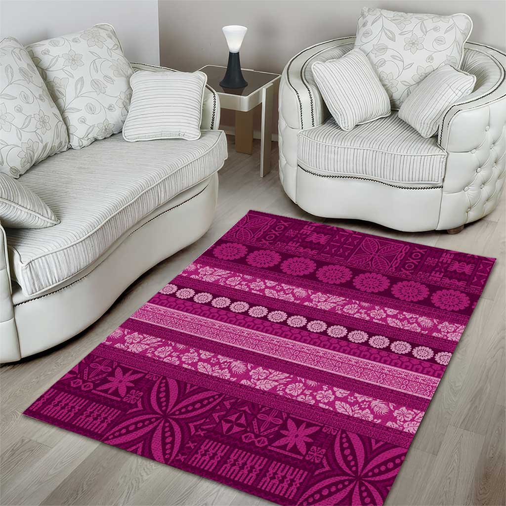 Fiji Marau na Kerisimasi Area Rug Pink Tapa Masi Inspired Christmas - Polynesian Pride