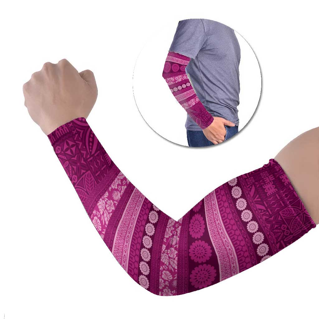 Fiji Marau na Kerisimasi Arm Sleeves Pink Tapa Masi Inspired Christmas LT9 Set of 2 Pink - Polynesian Pride