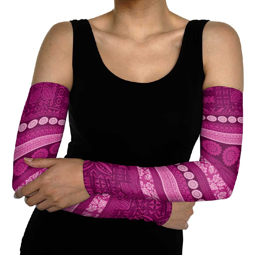 Fiji Marau na Kerisimasi Arm Sleeves Pink Tapa Masi Inspired Christmas LT9 - Polynesian Pride