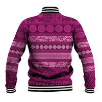 Fiji Marau na Kerisimasi Baseball Jacket Pink Tapa Masi Inspired Christmas LT9 - Polynesian Pride