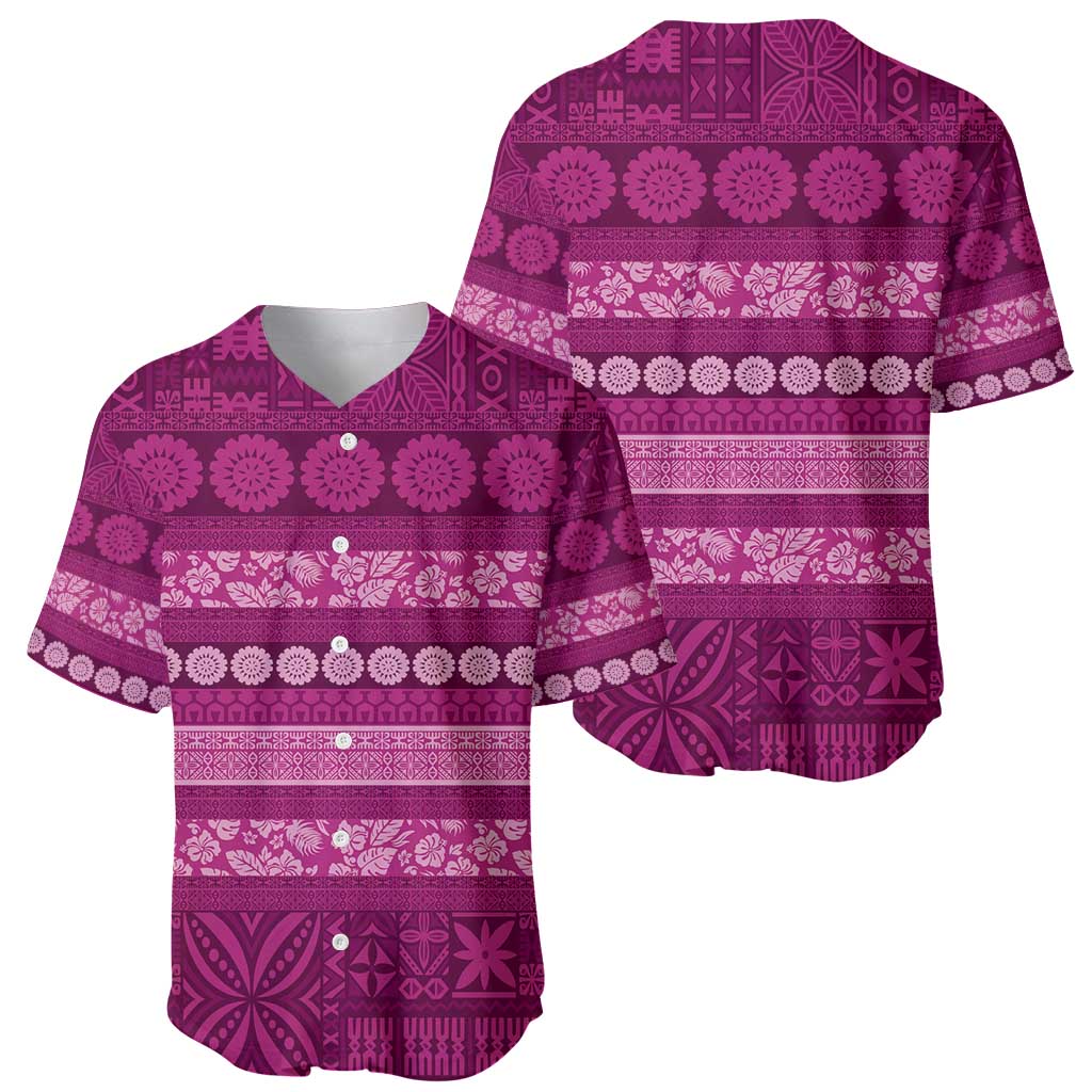 Fiji Marau na Kerisimasi Baseball Jersey Pink Tapa Masi Inspired Christmas - Polynesian Pride