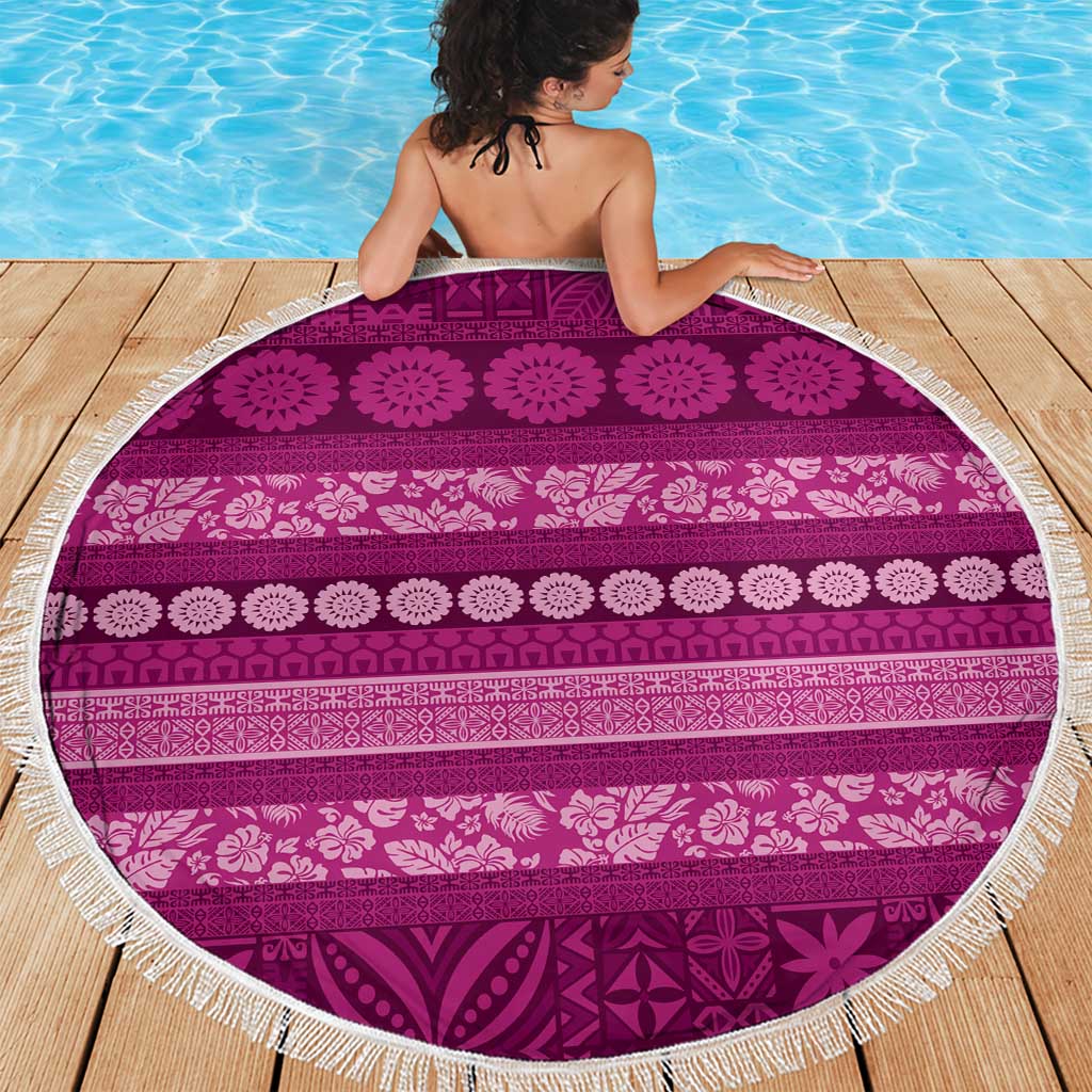 Fiji Marau na Kerisimasi Beach Blanket Pink Tapa Masi Inspired Christmas - Polynesian Pride