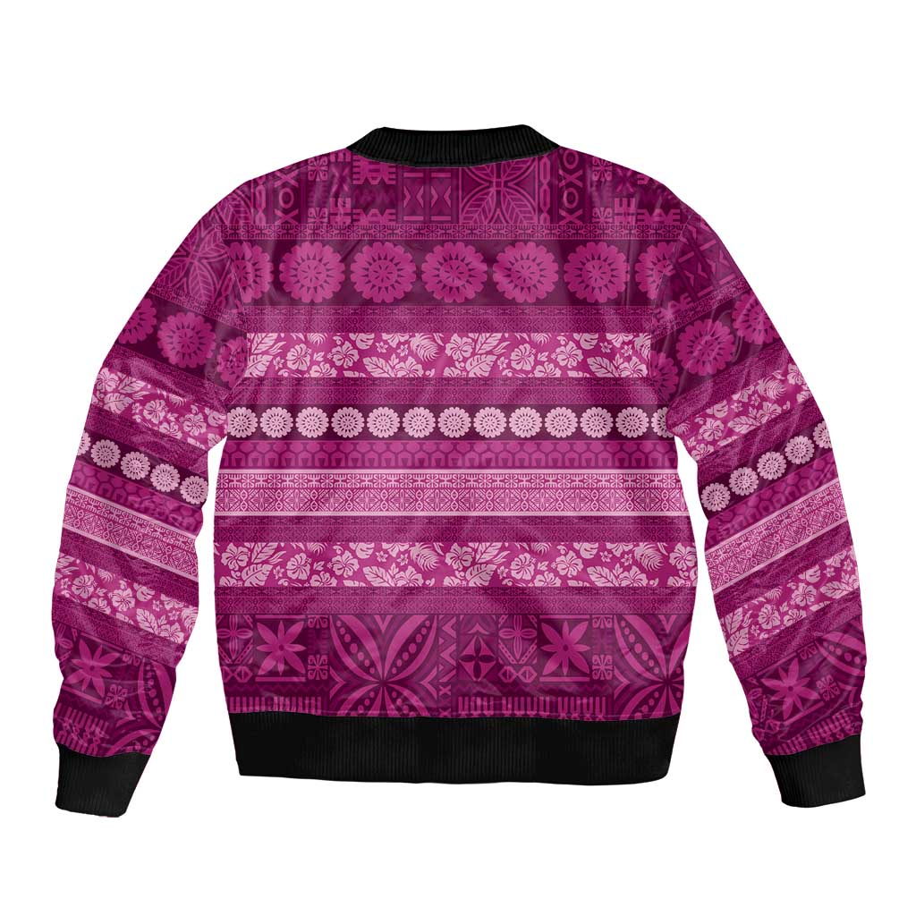 Fiji Marau na Kerisimasi Bomber Jacket Pink Tapa Masi Inspired Christmas LT9 - Polynesian Pride