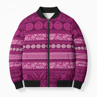 Fiji Marau na Kerisimasi Bomber Puffer Jacket Pink Tapa Masi Inspired Christmas LT9 Unisex Pink - Polynesian Pride