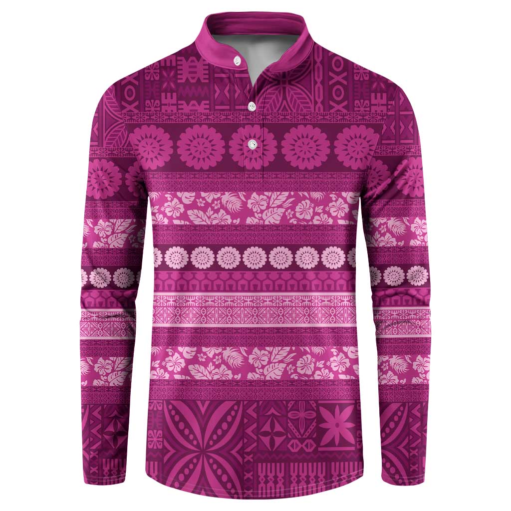 Fiji Marau na Kerisimasi Button Sweatshirt Pink Tapa Masi Inspired Christmas LT9 Pink - Polynesian Pride