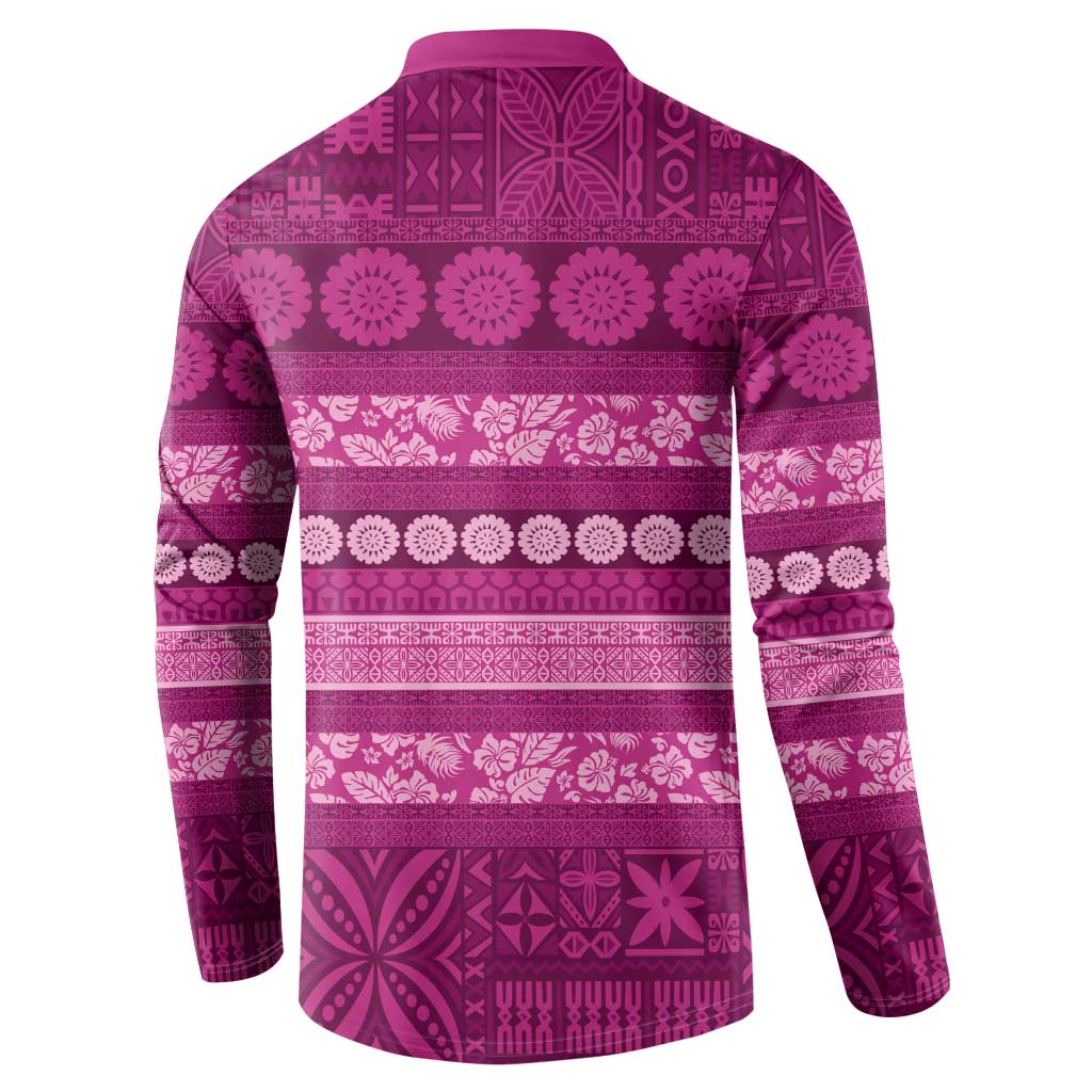 Fiji Marau na Kerisimasi Button Sweatshirt Pink Tapa Masi Inspired Christmas LT9 - Polynesian Pride