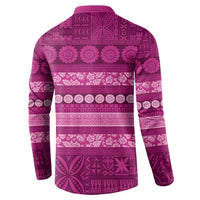 Fiji Marau na Kerisimasi Button Sweatshirt Pink Tapa Masi Inspired Christmas LT9 - Polynesian Pride