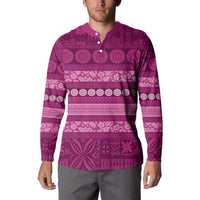 Fiji Marau na Kerisimasi Button Sweatshirt Pink Tapa Masi Inspired Christmas LT9 - Polynesian Pride
