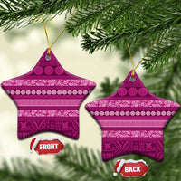 Fiji Marau na Kerisimasi Ceramic Ornament Pink Tapa Masi Inspired Christmas - Polynesian Pride