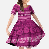 Fiji Marau na Kerisimasi Family Matching Puletasi and Hawaiian Shirt Pink Tapa Masi Inspired Christmas - Polynesian Pride