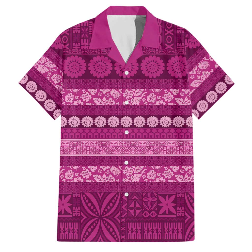 Fiji Marau na Kerisimasi Family Matching Puletasi and Hawaiian Shirt Pink Tapa Masi Inspired Christmas - Polynesian Pride