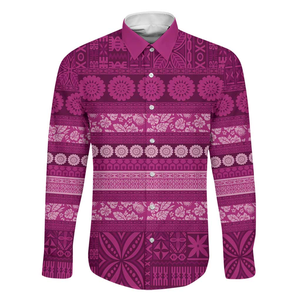 Fiji Marau na Kerisimasi Family Matching Puletasi and Hawaiian Shirt Pink Tapa Masi Inspired Christmas - Polynesian Pride