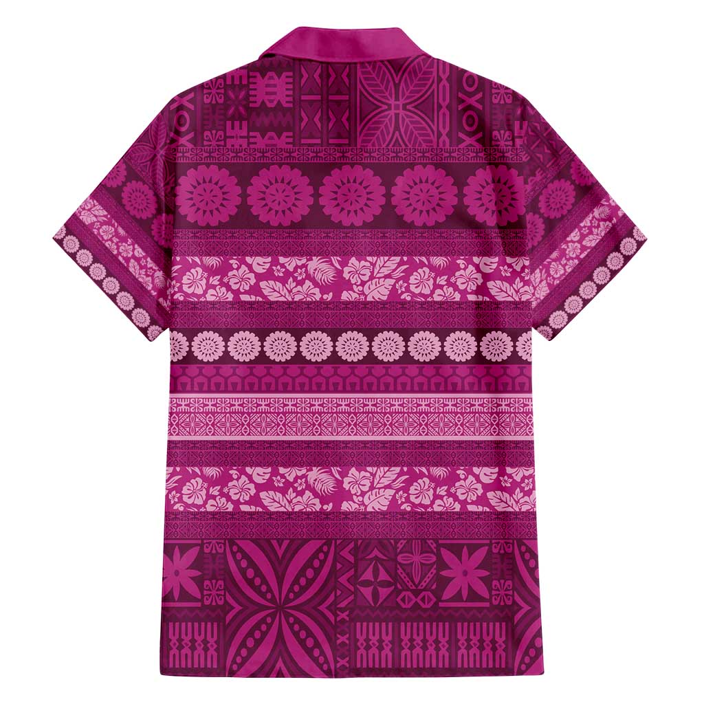 Fiji Marau na Kerisimasi Family Matching Summer Maxi Dress and Hawaiian Shirt Pink Tapa Masi Inspired Christmas - Polynesian Pride