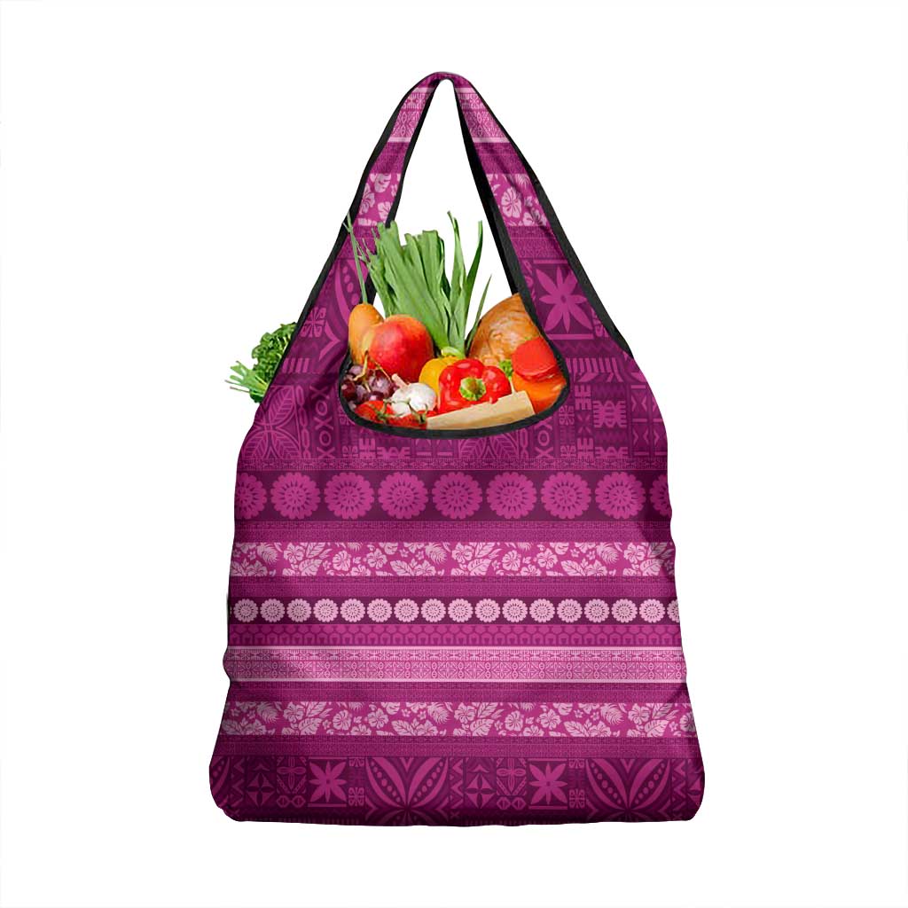 Fiji Marau na Kerisimasi Grocery Bag Pink Tapa Masi Inspired Christmas - Polynesian Pride