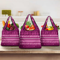 Fiji Marau na Kerisimasi Grocery Bag Pink Tapa Masi Inspired Christmas - Polynesian Pride