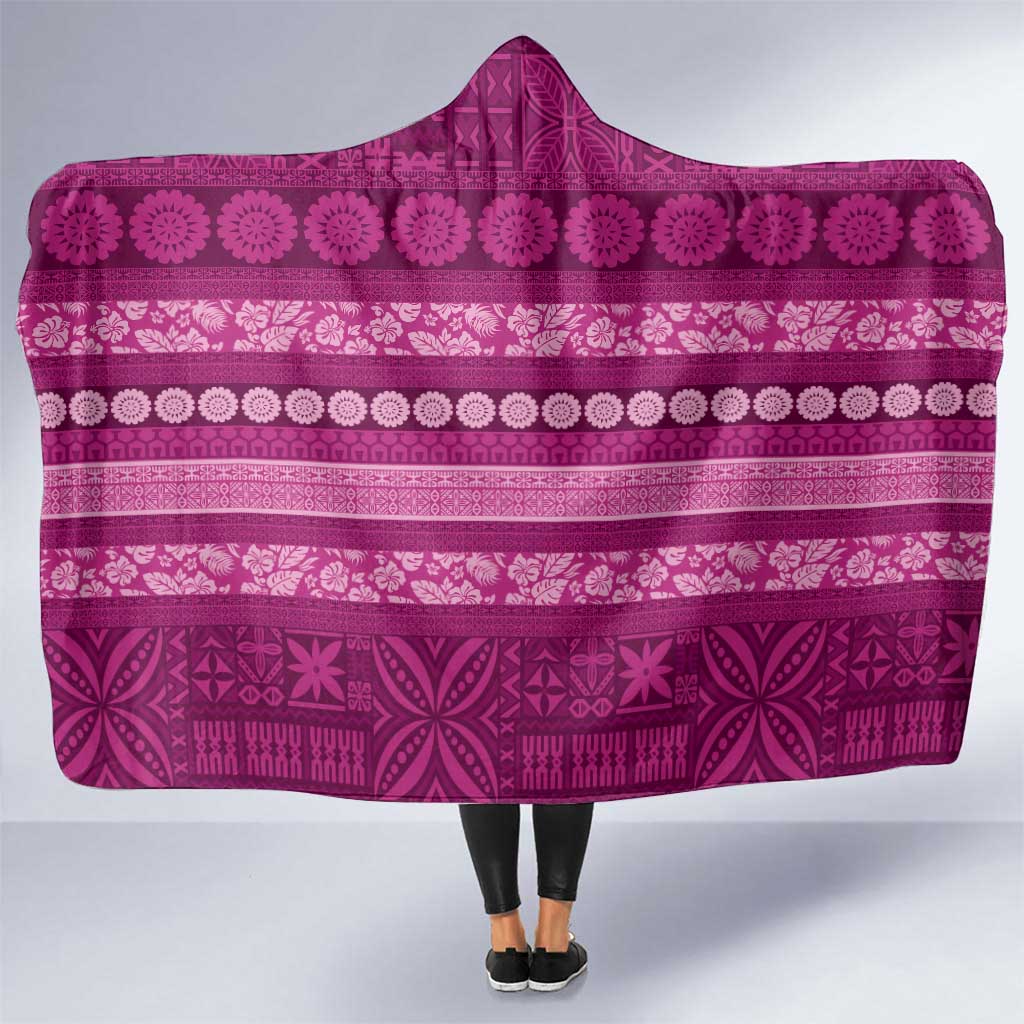 Fiji Marau na Kerisimasi Hooded Blanket Pink Tapa Masi Inspired Christmas LT9 One Size Pink - Polynesian Pride